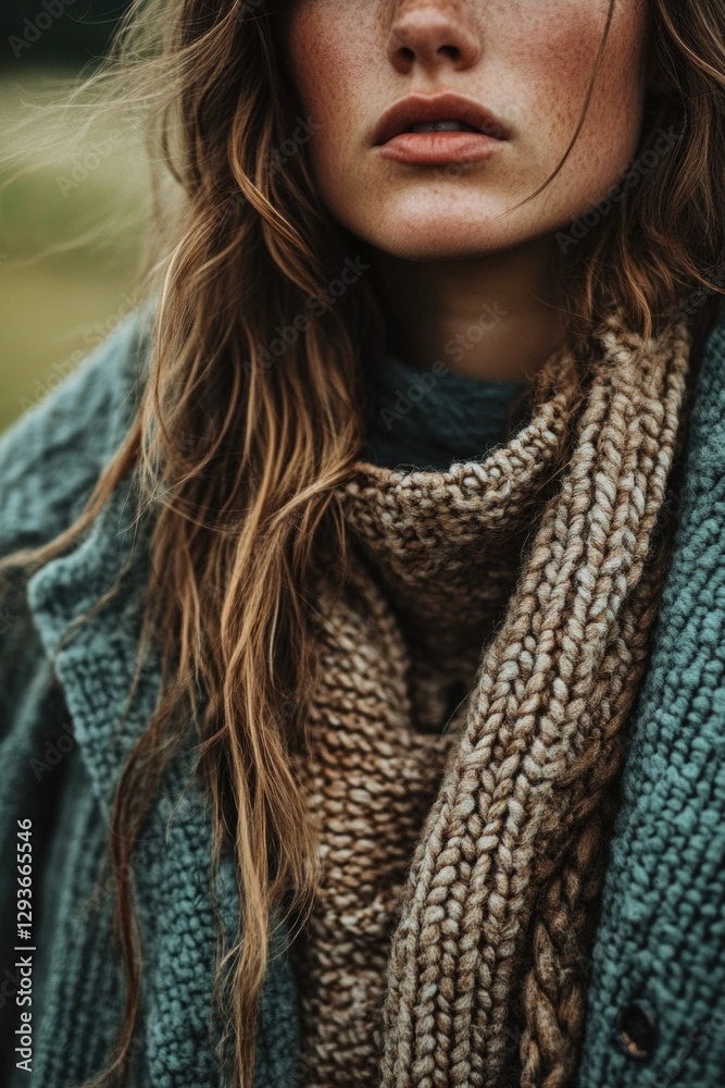 A close-up view of someone's head and neck with a scarf wrapped around it A close-up view of someone's head and neck with a scarf wrapped around it