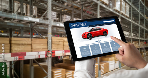 Obraz na płótnie Car service website for online booking repair automobile garage technology snugly w salonie