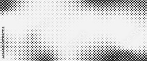 Halftone Dot Comic Pattern. Vector Grunge Pixel Background. Noise and Grain Effect Grid Gradient Overlay Retro Texture for Cartoon, Pop art, Manga, Anime Style, Poster