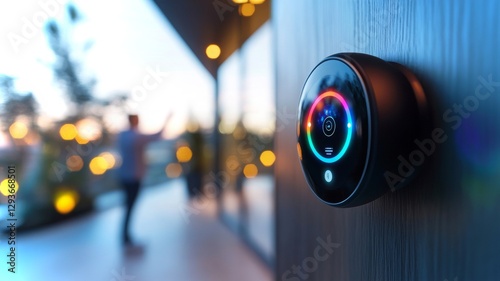 Smart doorbell camera display capturing vibrant outdoor setting