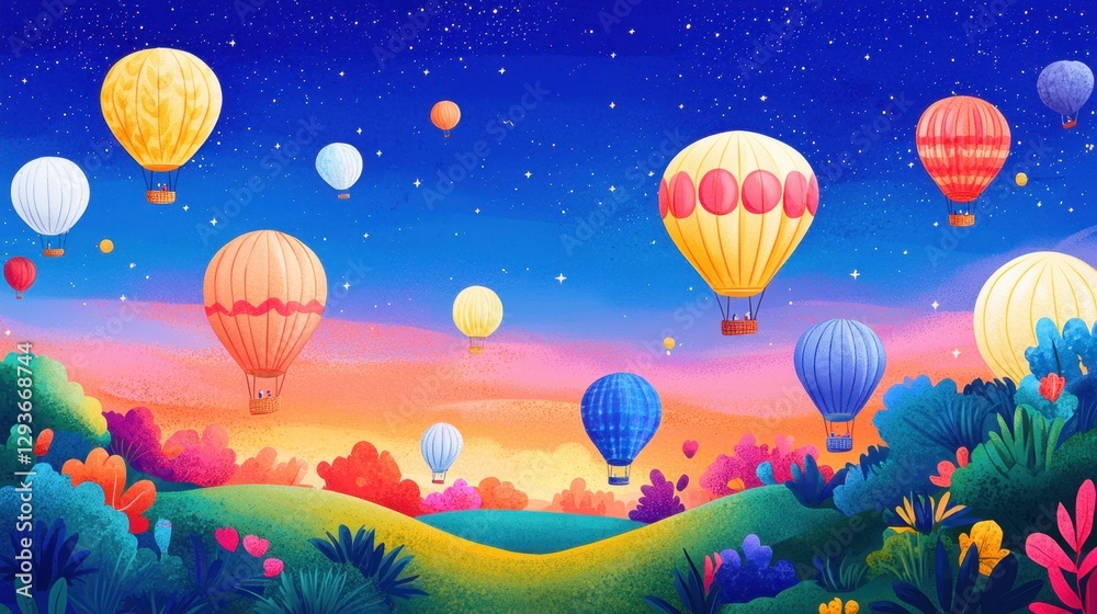 Fototapeta premium A colorful sky with many hot air balloons floating in it