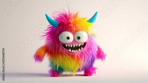 A colorful monster with a big smile on its face