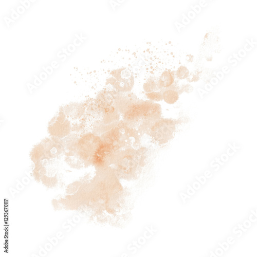 Abstract watercolor orange color splashes on transparent background in watercolor technique for postcards, websites, invitations, flyers, packaging products, patterns, any composition.