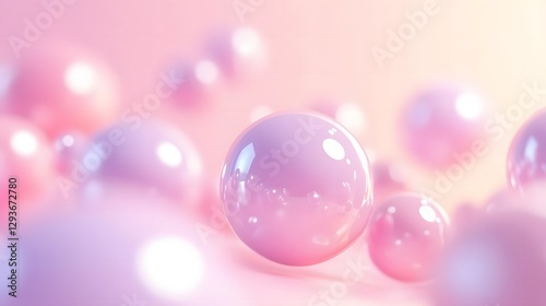 Delicate Pink and Purple Orbs Floating in Soft Light at Dawn photo