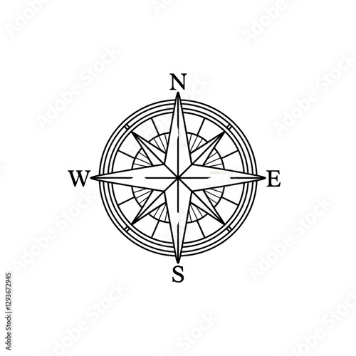 Compass rose with intricate details, isolated on transparent background PNG