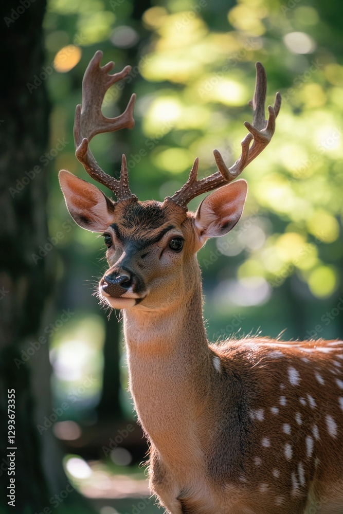 Fototapeta premium A close-up shot of a deer with impressive antlers on its head
