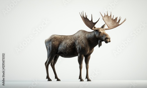 Wallpaper Mural Realistic 3D model of a moose with detailed antlers and fur texture Torontodigital.ca
