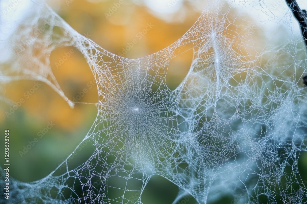 Fototapeta premium A close-up shot of a spider web on a tree trunk, perfect for nature or wildlife themed projects