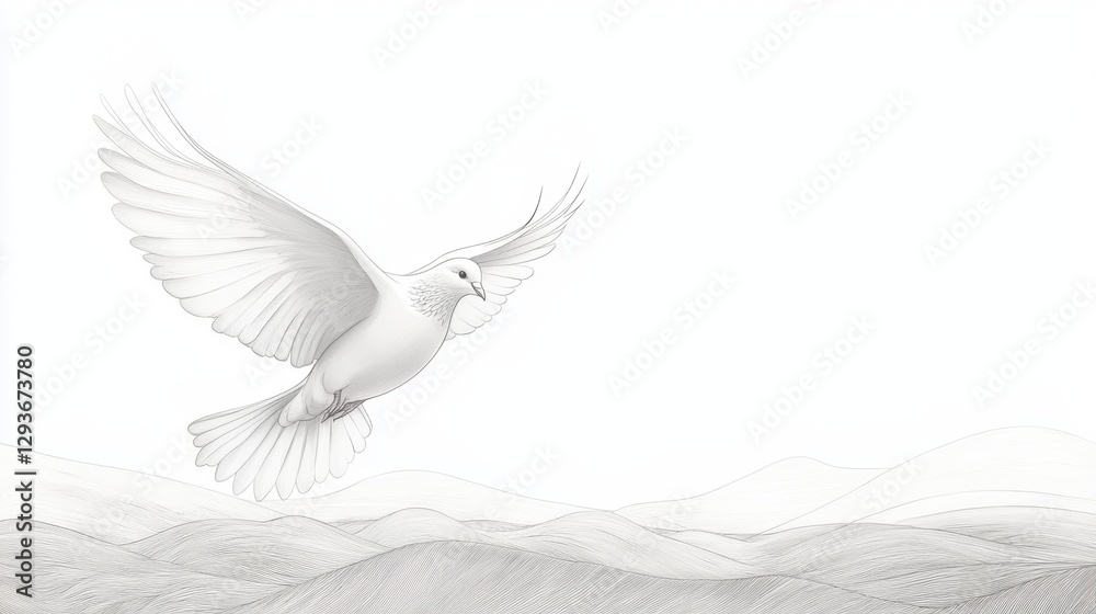Fototapeta premium A white dove is flying in the sky