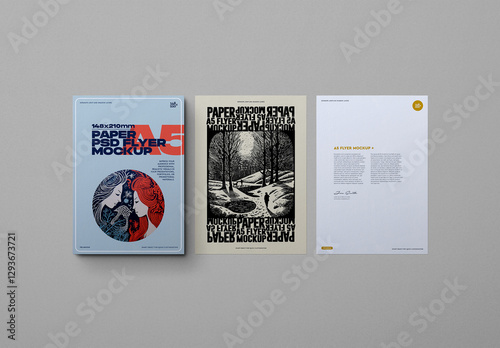 A5 Flyer Mockup Set - Flat-Lay (3 Mockups)