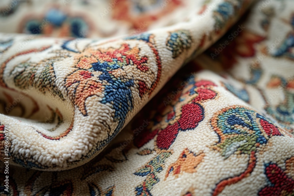 Fototapeta premium A detailed view of a rug with a unique design, ideal for showcasing textures and patterns in home decor or editorial contexts
