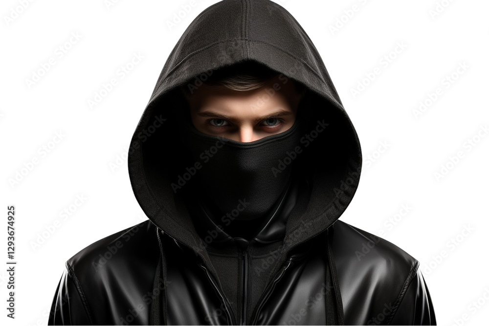 Cybersecurity Expert in Hoodie, Hacker Isolated on Transparent Background Cybersecurity Expert in Hoodie, Hacker Isolated on Transparent Background