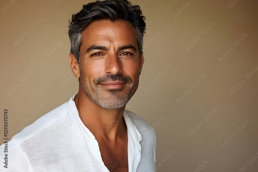 Obraz premium Handsome Latin Man with Confident Expression and Stylish Gray Hair