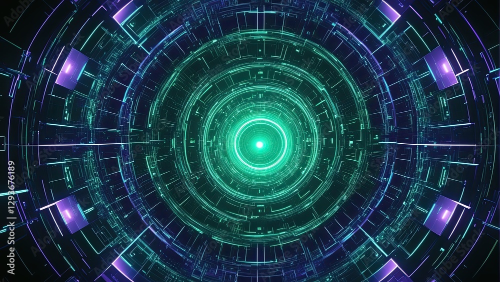 Obraz premium Quantum Light Grid – Abstract Fractal Realms Energy Pattern