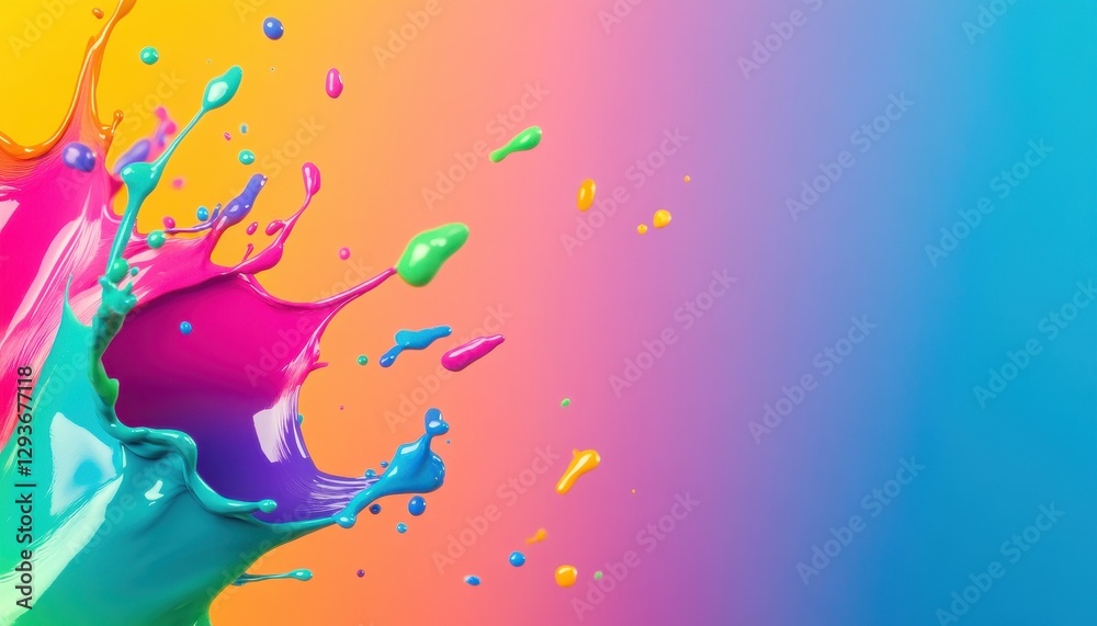Obraz premium Vibrant paint splash explosion on a colorful background