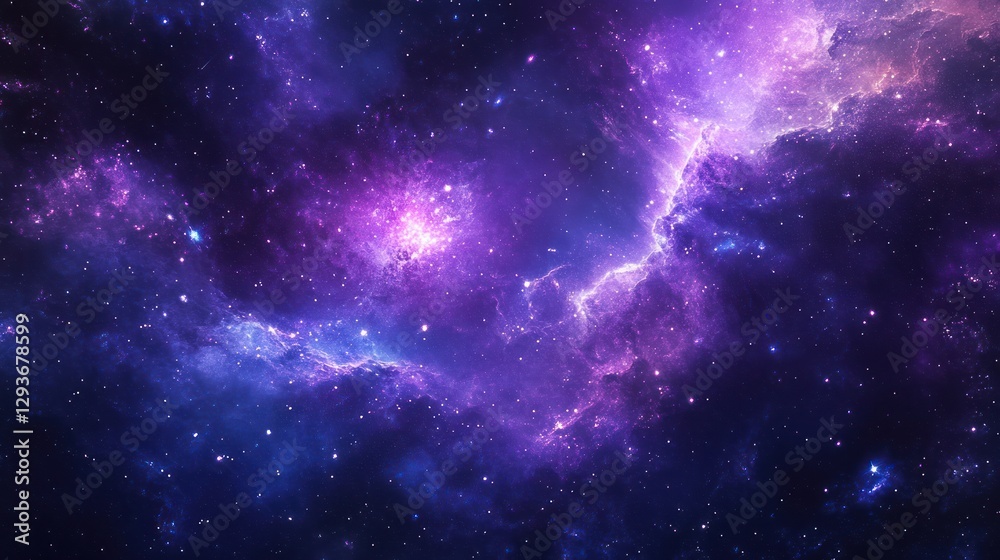 Naklejka premium Cosmic Nebulae - Vibrant Galaxy Cluster in Deep Space