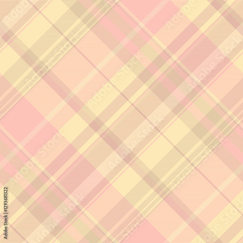 Nostalgia textile plaid pattern, chequered tartan seamless vector. Many background check texture fabric in light and moccasin colors.