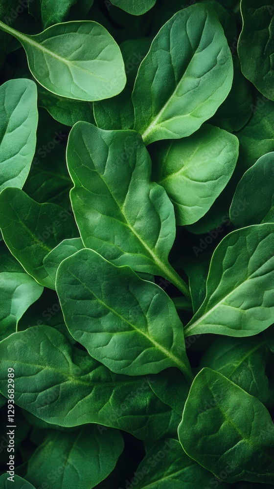 Fototapeta premium Fresh arugula leaves create a rich green texture resting on grass in a natural setting