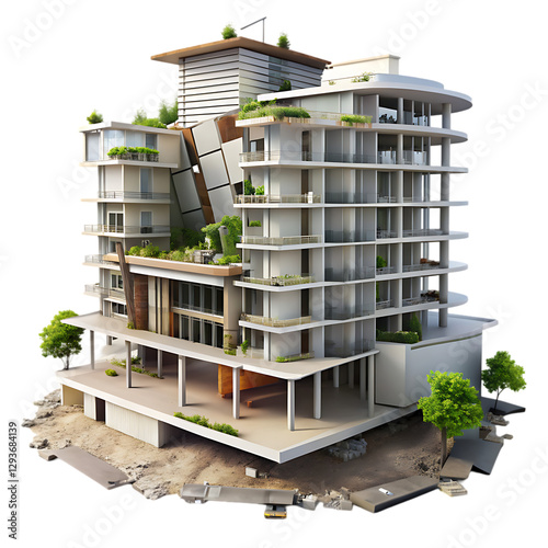 Render of a deconstructive hotel