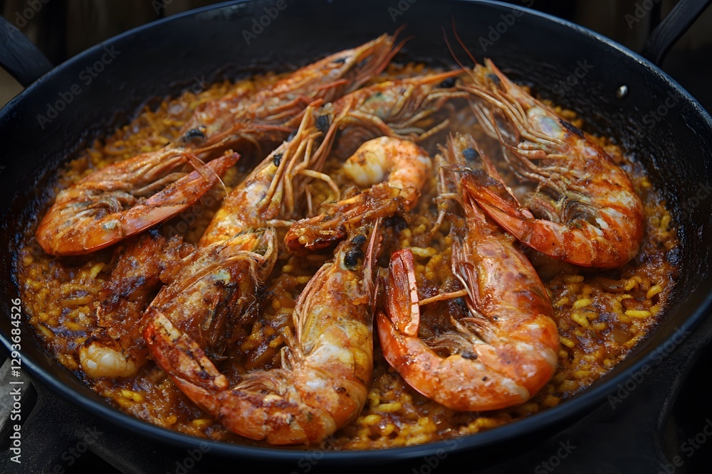 Delicious Spicy Shrimp Paella Recipe in Pan Delicious Spicy Shrimp Paella Recipe in Pan