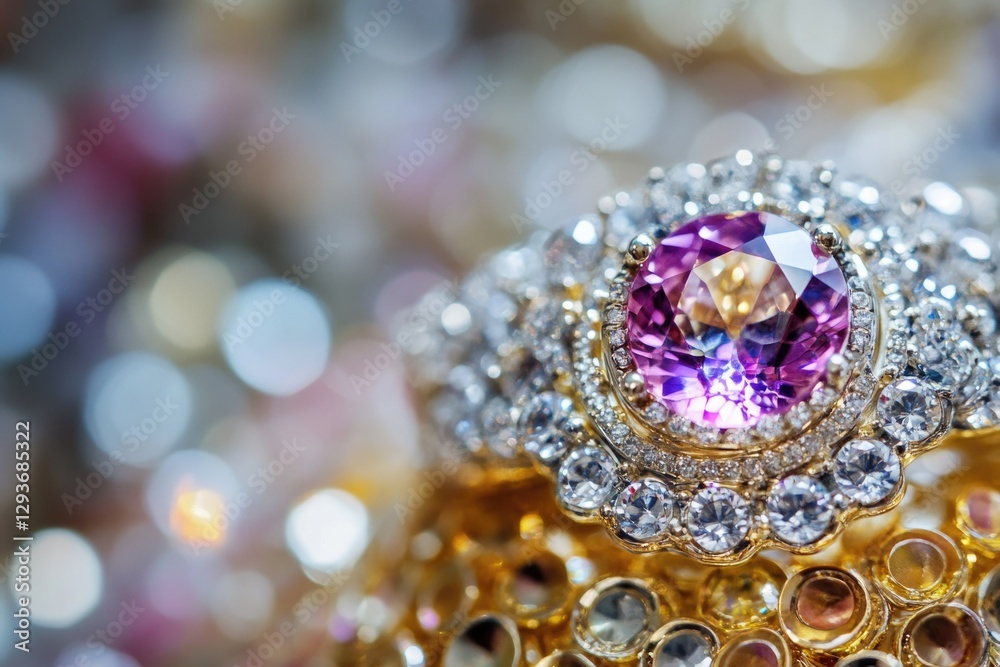 A beautiful close-up shot of a stunning purple and white diamond ring, perfect for jewelry or accessory use A beautiful close-up shot of a stunning purple and white diamond ring, perfect for jewelry or accessory use