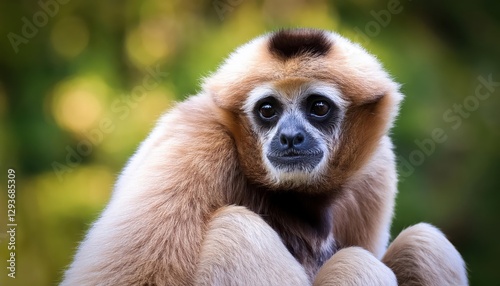 Endangered WhiteHanded Gibbon, Majestically Swinging through Tropical Rainforest Canopy, Capturing the Essence of Vitality and Grace in a Threatened Habitat