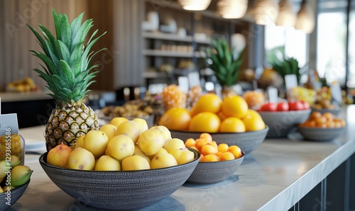 Wallpaper Mural Fresh fruit display in modern restaurant with vibrant colors and textures Torontodigital.ca
