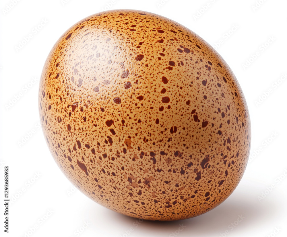 Unique speckled egg displayed on a neutral background Unique speckled egg displayed on a neutral background