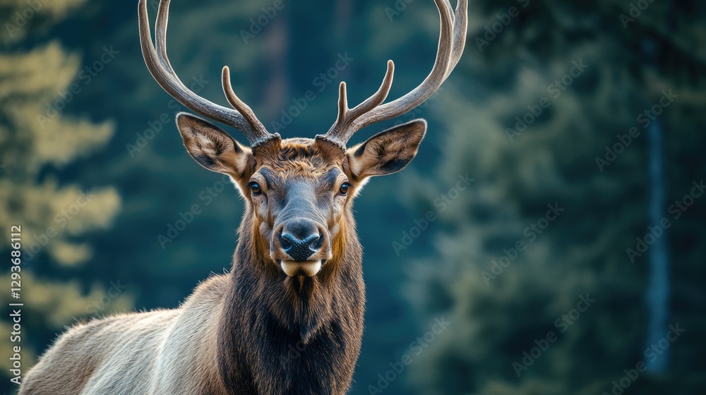 Fototapeta premium A close-up view of a deer's head, focusing on its impressive antlers