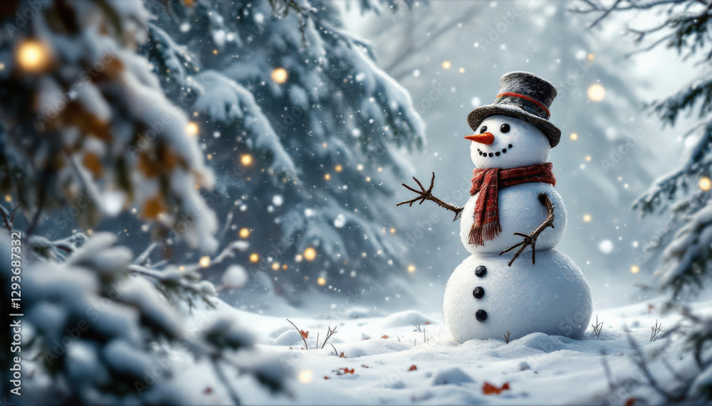 Obraz premium A Joyful Snowman in a Winter Wonderland