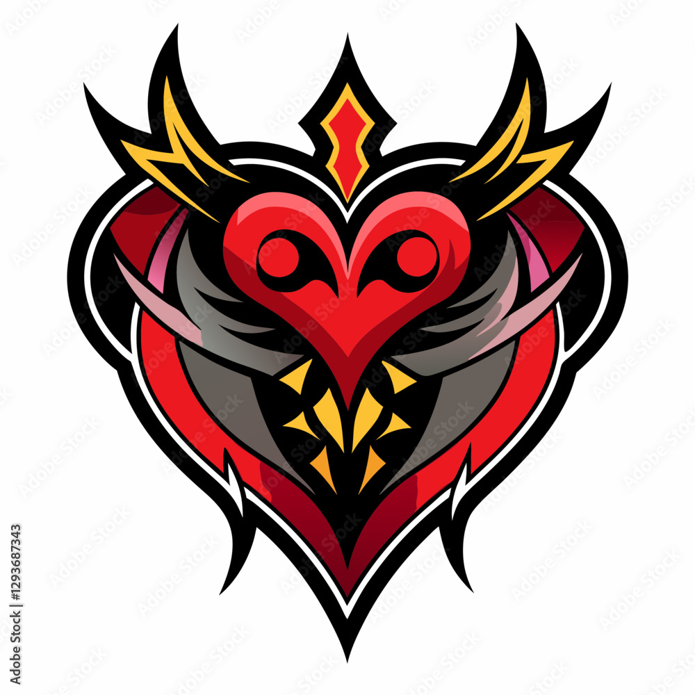 Fototapeta premium Stylish vector heart illustration, perfect for tattoos and design projects.