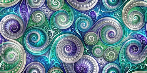 Colorful Abstract Swirls in Vivid Green and Blue Tones