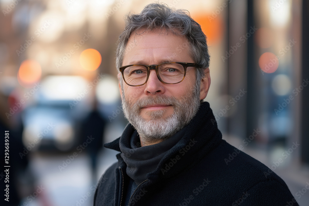 Man with beard and glasses in black scarf. Professional portrait concept Man with beard and glasses in black scarf. Professional portrait concept