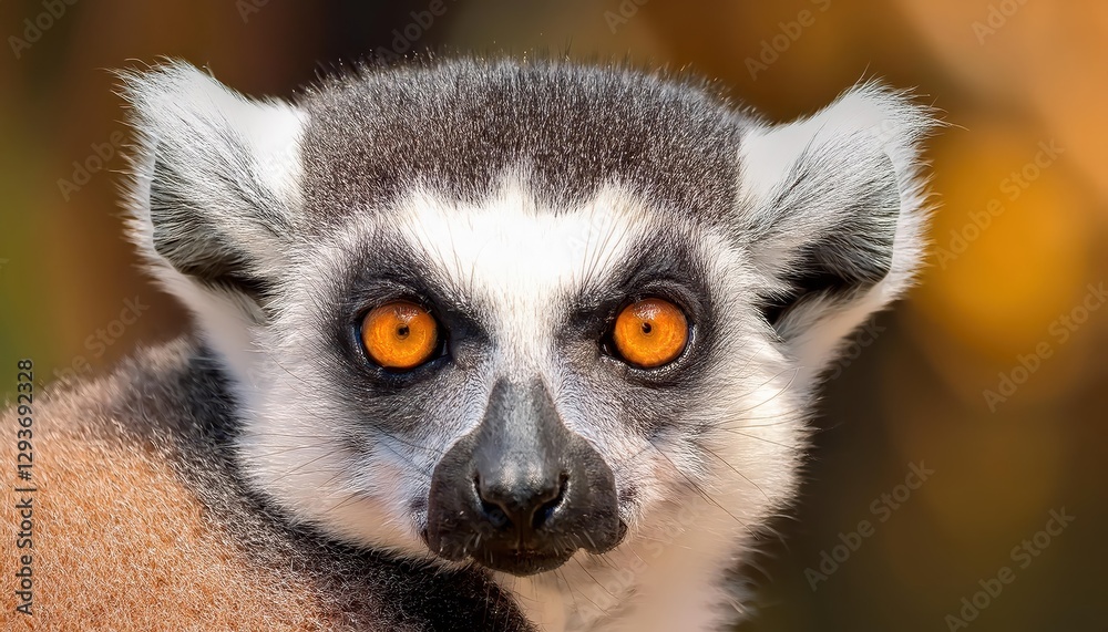 Obraz premium Striking CloseUp of a RingTailed Lemur, with Expressive Eyes and Groomed Fur, Capturing the Majesty of Madagascars Wildlife against an Emerald Backdrop