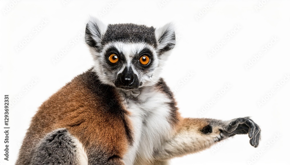 Lemur in Pure White Isolation Graceful Primate Elegantly Staged Against a Transparent Background, Exuding Tranquility and Vibrancy. Lemur in Pure White Isolation Graceful Primate Elegantly Staged Against a Transparent Background, Exuding Tranquility and Vibrancy.