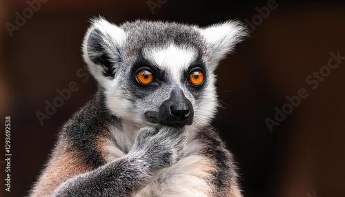 Pensive Lemur with Gray Hair, Introspective Mood, Forested Backdrop, Capturing a Moment of Quiet Contemplation in Madagascar, Illustrating Complex Emotions through Striking Fur Textures.
