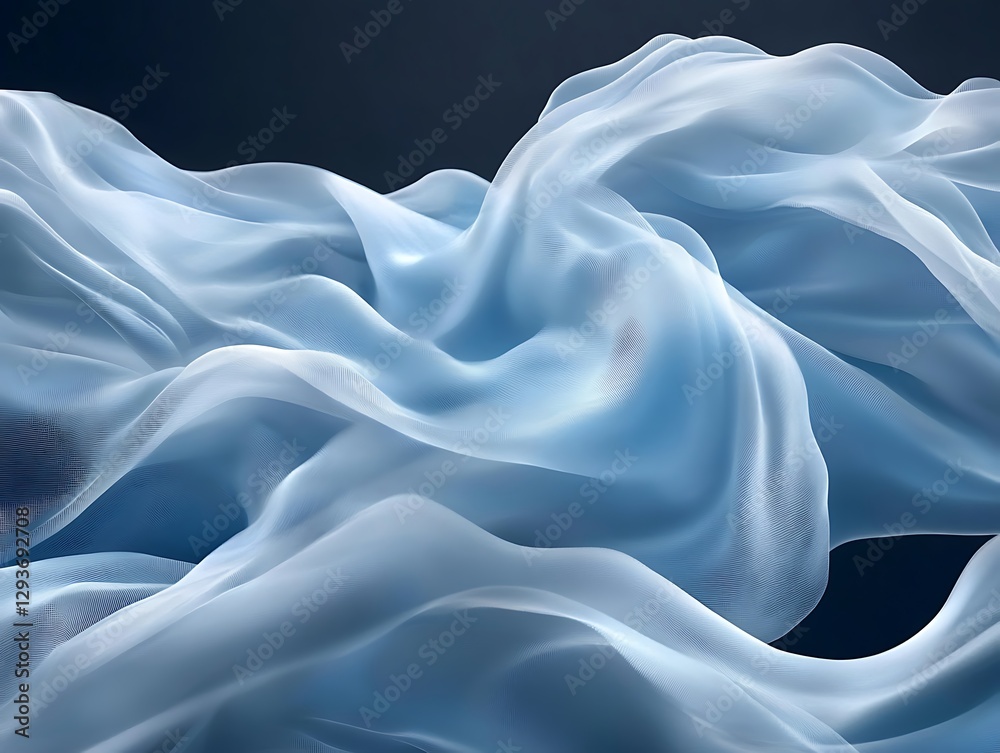 Obraz premium Flowing light blue fabric, dark background