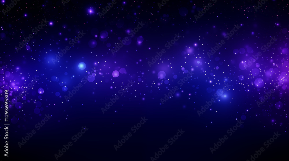 Obraz premium Fond texturé, paysage, effet galaxie, univers, cosmos. Couleurs bleu violet et noir, aurore boréale. Effet texture étoilé, brillant et flou. Conception et création graphique, bannière. 