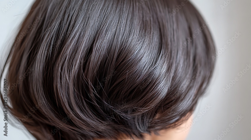 Dark bob haircut, close-up view Dark bob haircut, close-up view