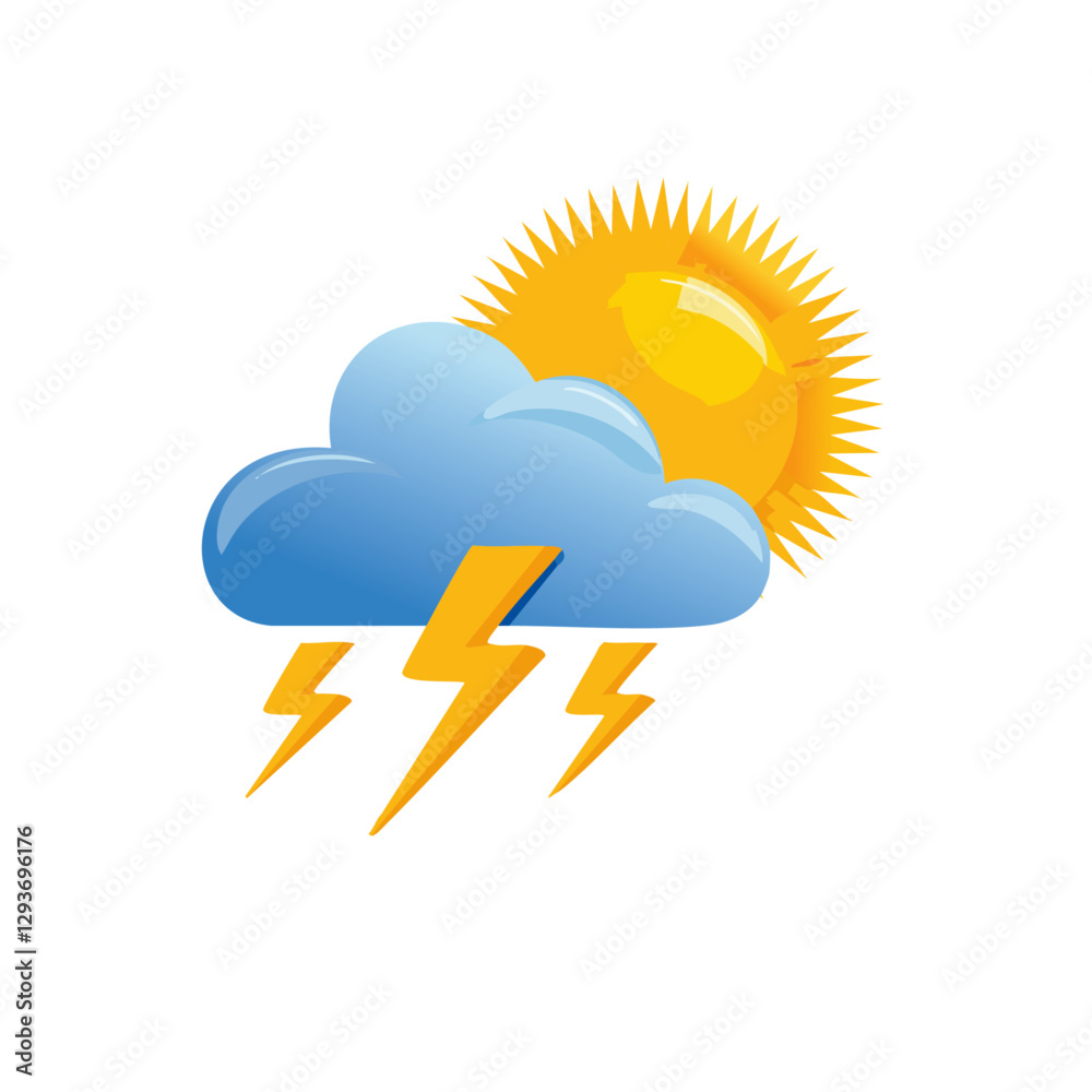 weather vector icon set Partly cloudy with thunderstorms, but some sun weather vector icon set Partly cloudy with thunderstorms, but some sun