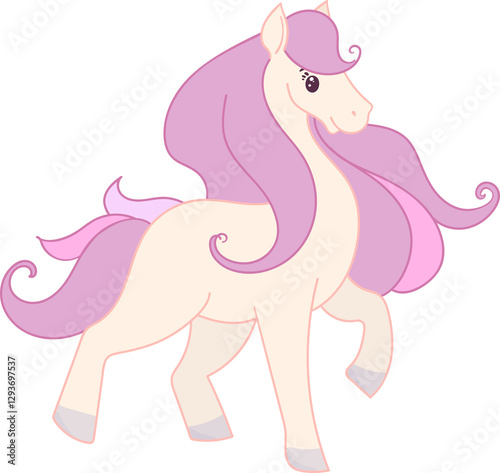 Cute unicorn. Purple fantasy animal - Magical Unicorn  in cartoon flat style