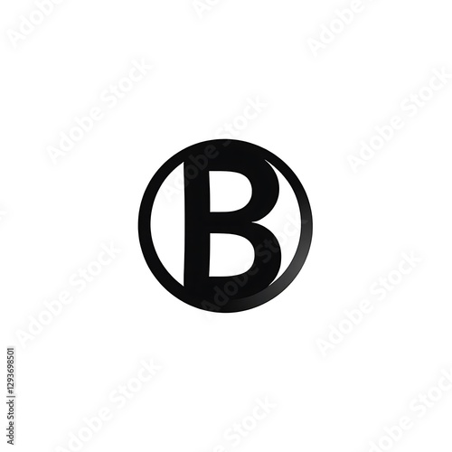 Modern Black Letter B Logo Design Inside Circle Frame Symbol for Branding and Identity Resources