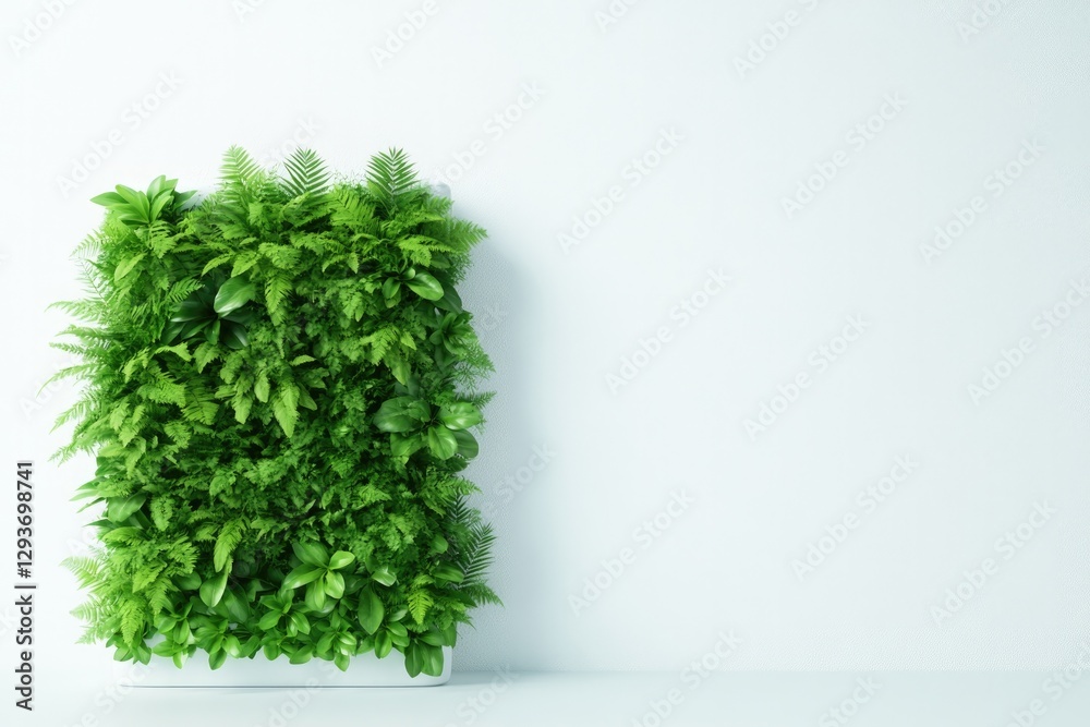 Fototapeta premium Lush greenery arranged in rectangular shape against simple, mini