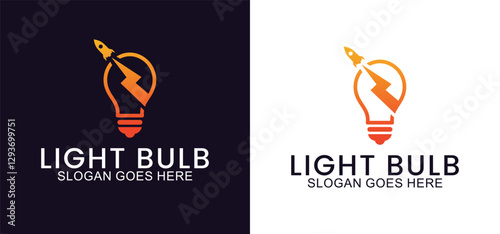 light bulb vector logo, Colorful light bulb design with symbol of technology, creativity, energy and light bulb shop