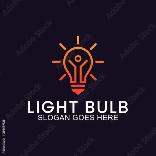 light bulb vector logo, Colorful light bulb design with symbol of technology, creativity, energy and light bulb shop