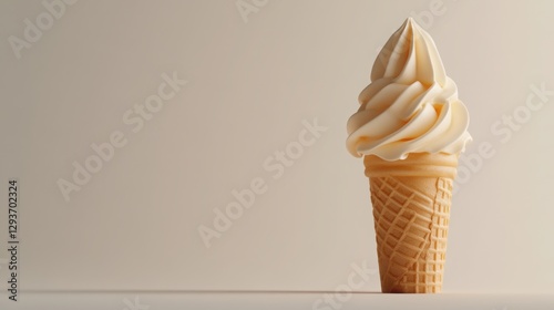 Ice cream cone on the right, lots of free space on the left on a light background . 