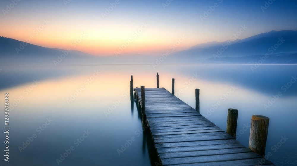 Tranquil sunrise over a calm lake, evoking peace and serenity.
Tranquil sunrise over a calm lake, evoking peace and serenity.