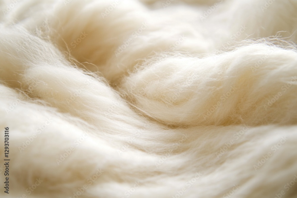 A photo of a pile of white wool with a focus on the texture and quality A photo of a pile of white wool with a focus on the texture and quality