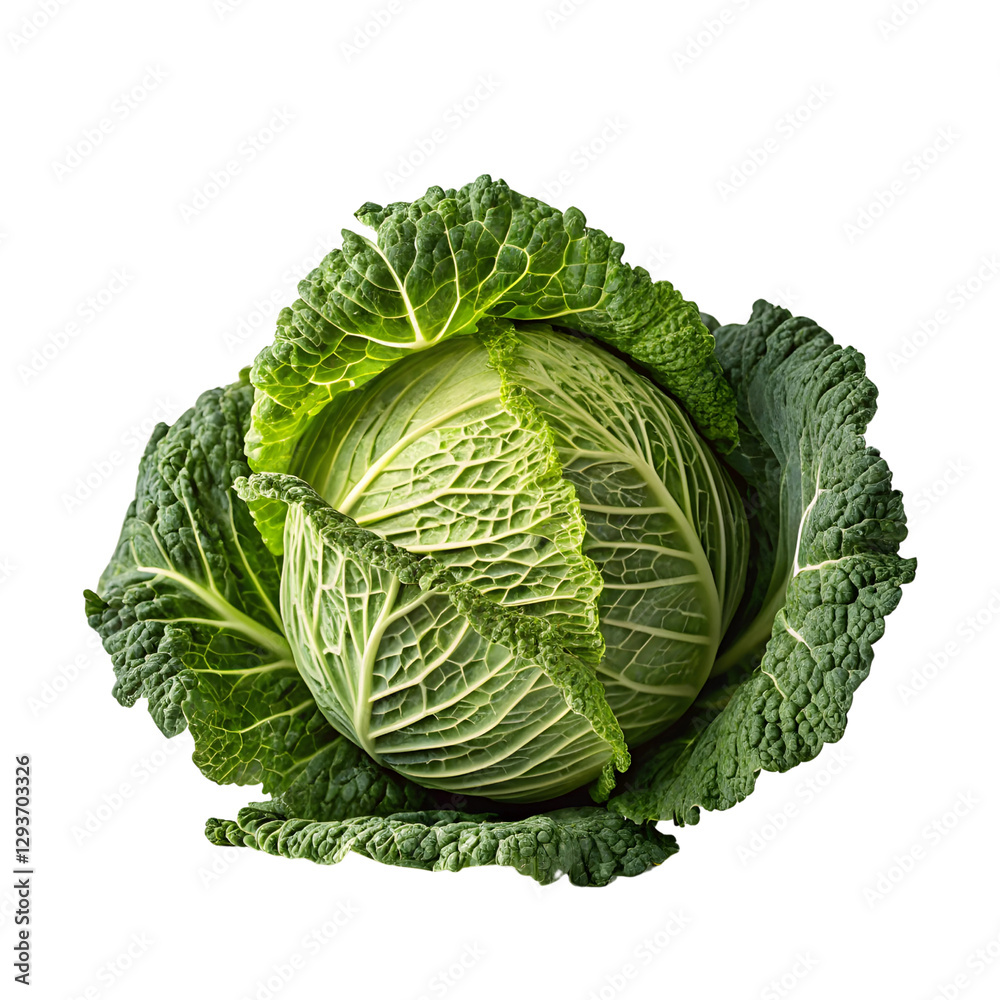 Fototapeta premium Fresh Green Cabbage with Blurred Center