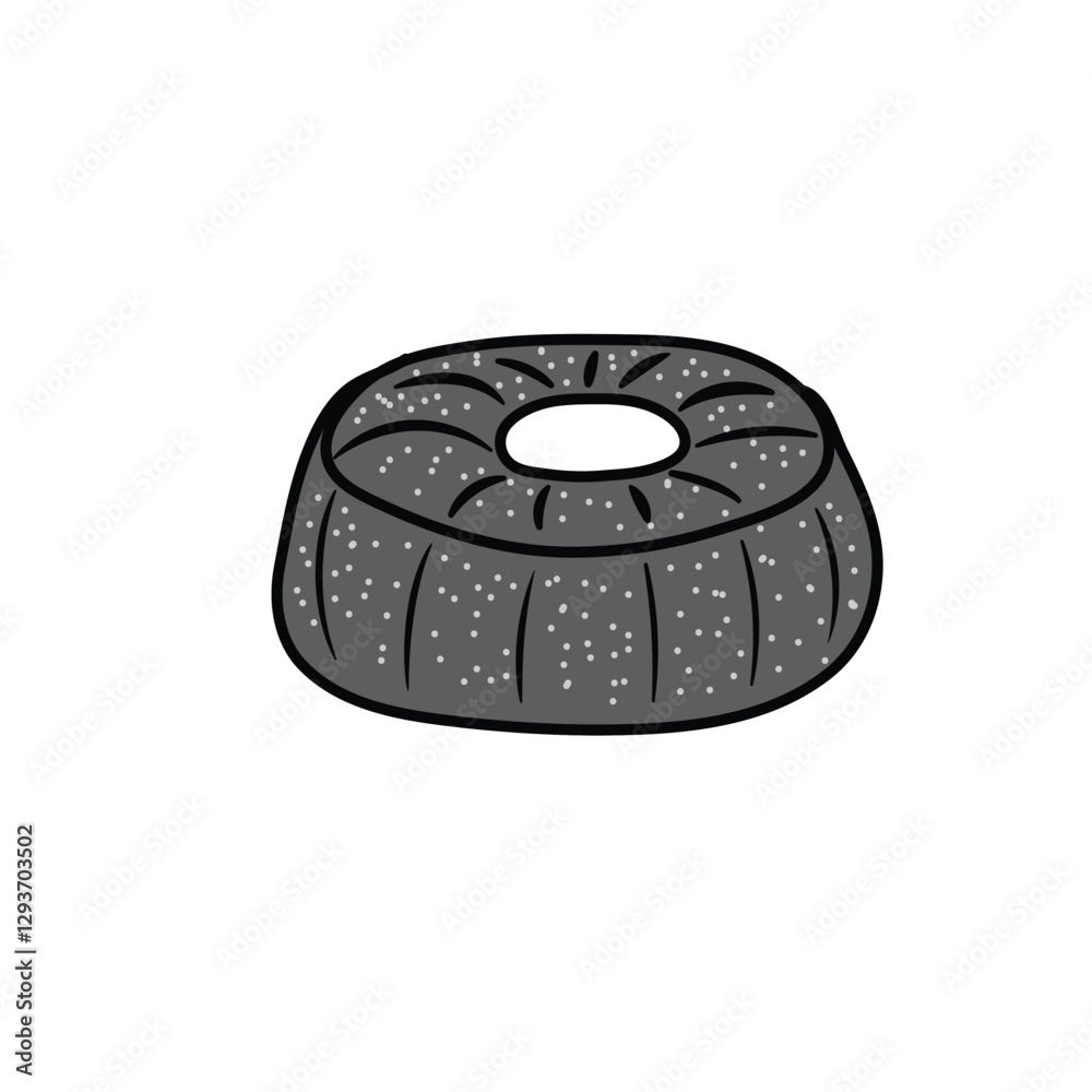 Fototapeta premium Vector Illustration of Flat Colored Line Art Style of Indonesian Traditional Snack Foods of Bolu Ketan Hitam